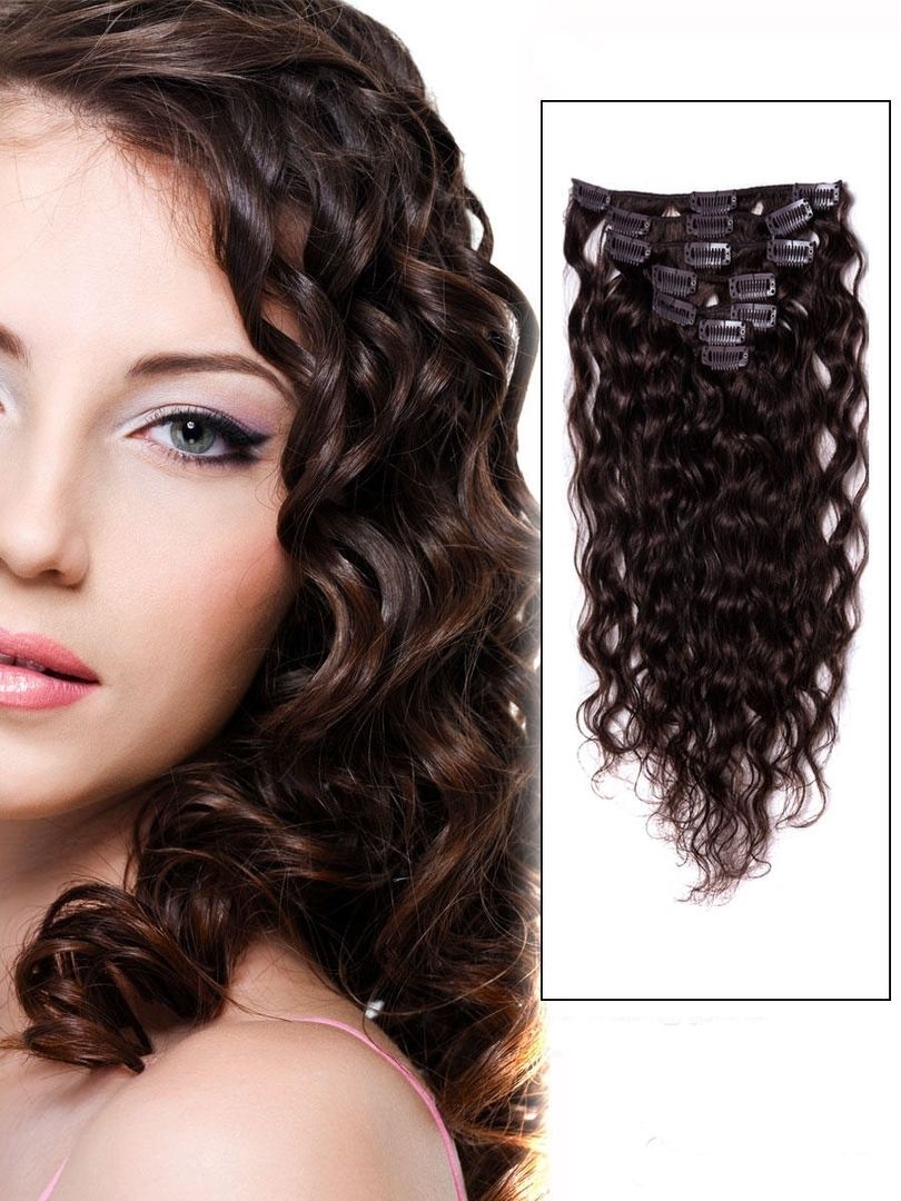 Remy Human Hair Curly 7PCS Clip in Human Hair Extensions Cheap human