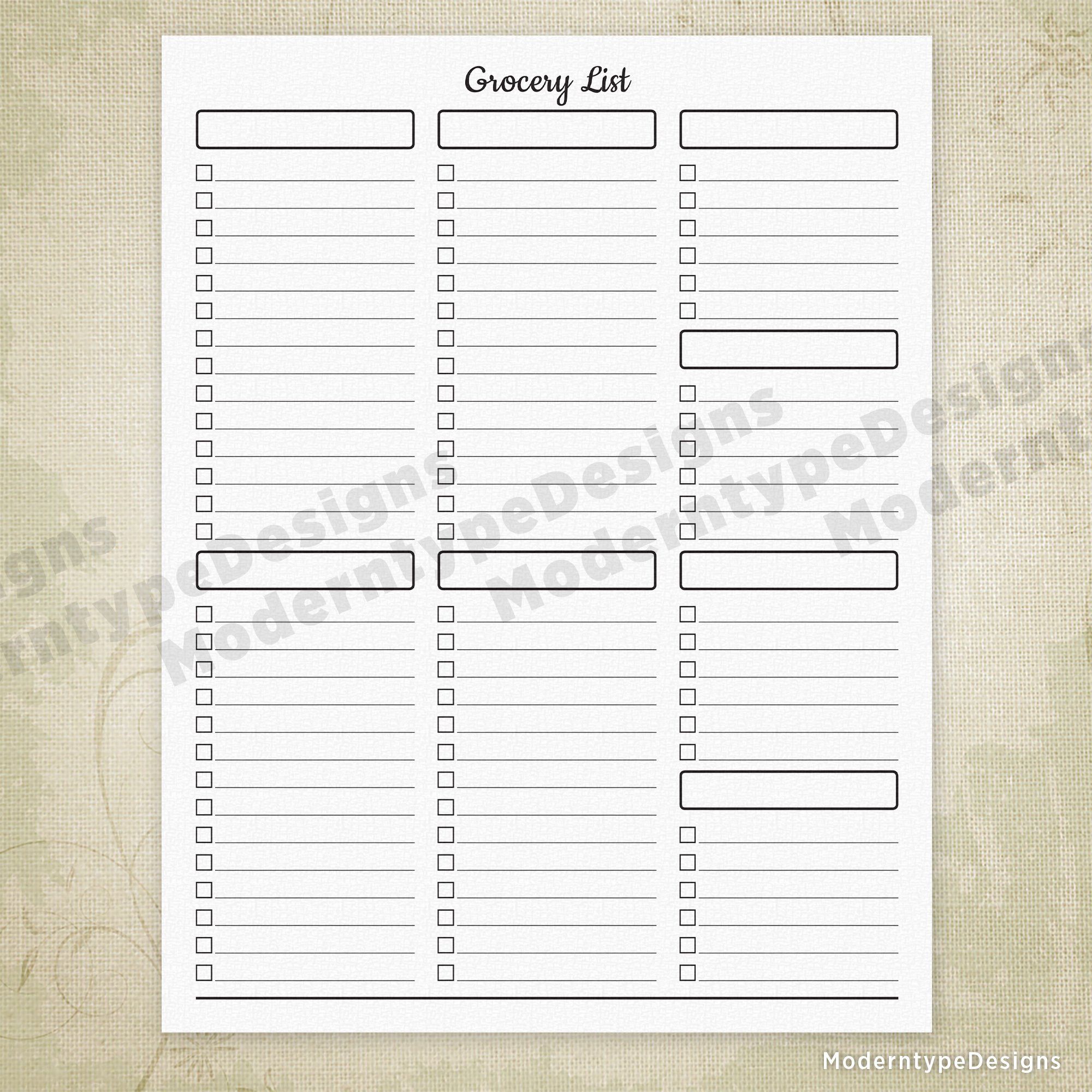 Grocery List Printable Sheet | Grocery list printable, Camping ...