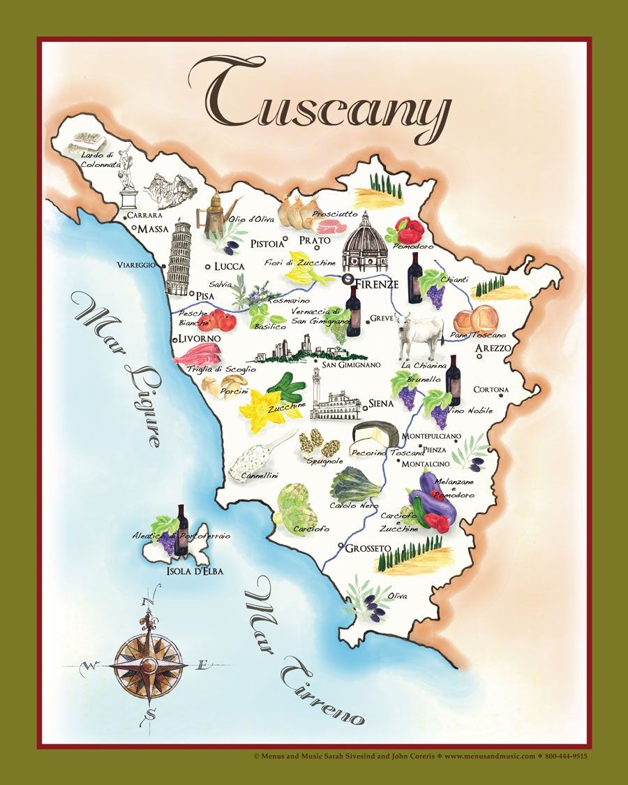 Map of Tuscany | Italy | Tuscany food, Tuscany map, Food map