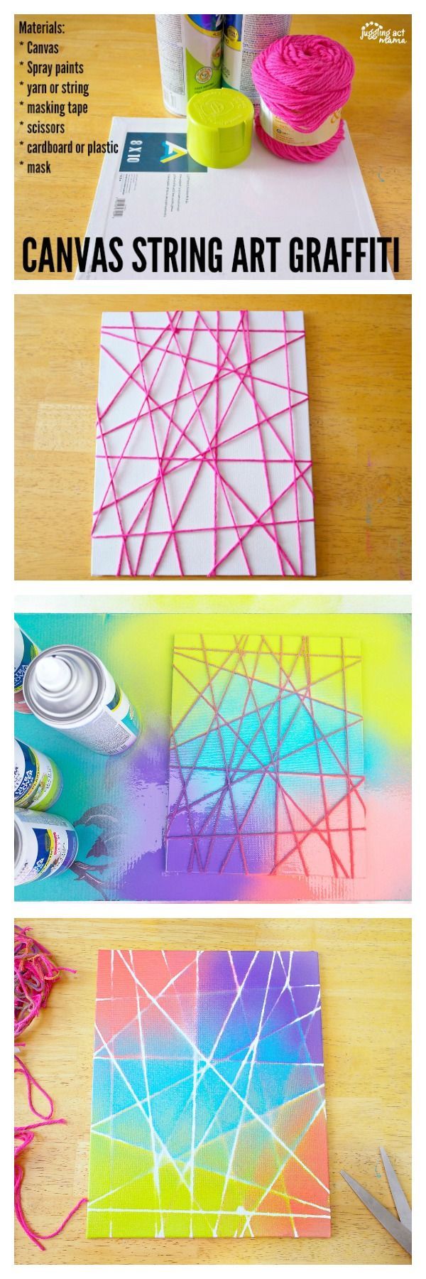 This Canvas String Art Graffiti project is fun for kids and adults ...