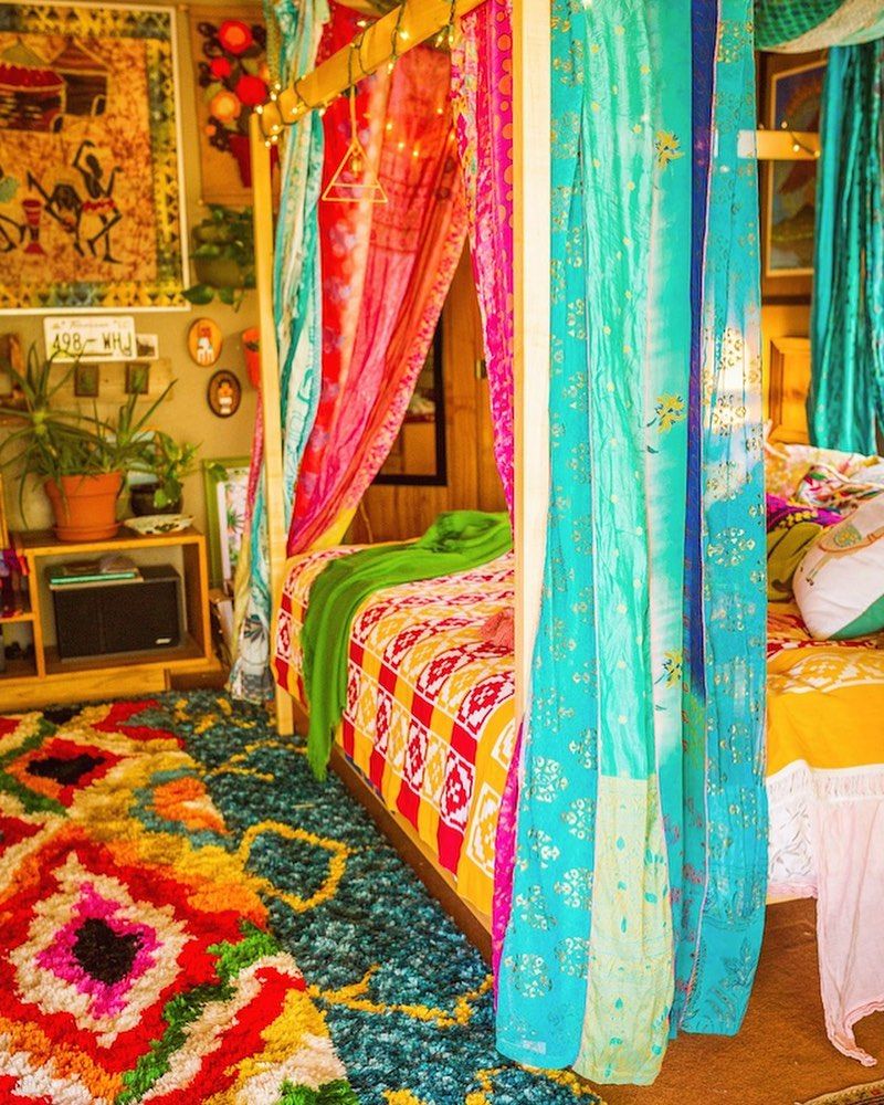 Recycled Silk Panel Curtain in 2020 Hippie bedroom decor, Room ideas