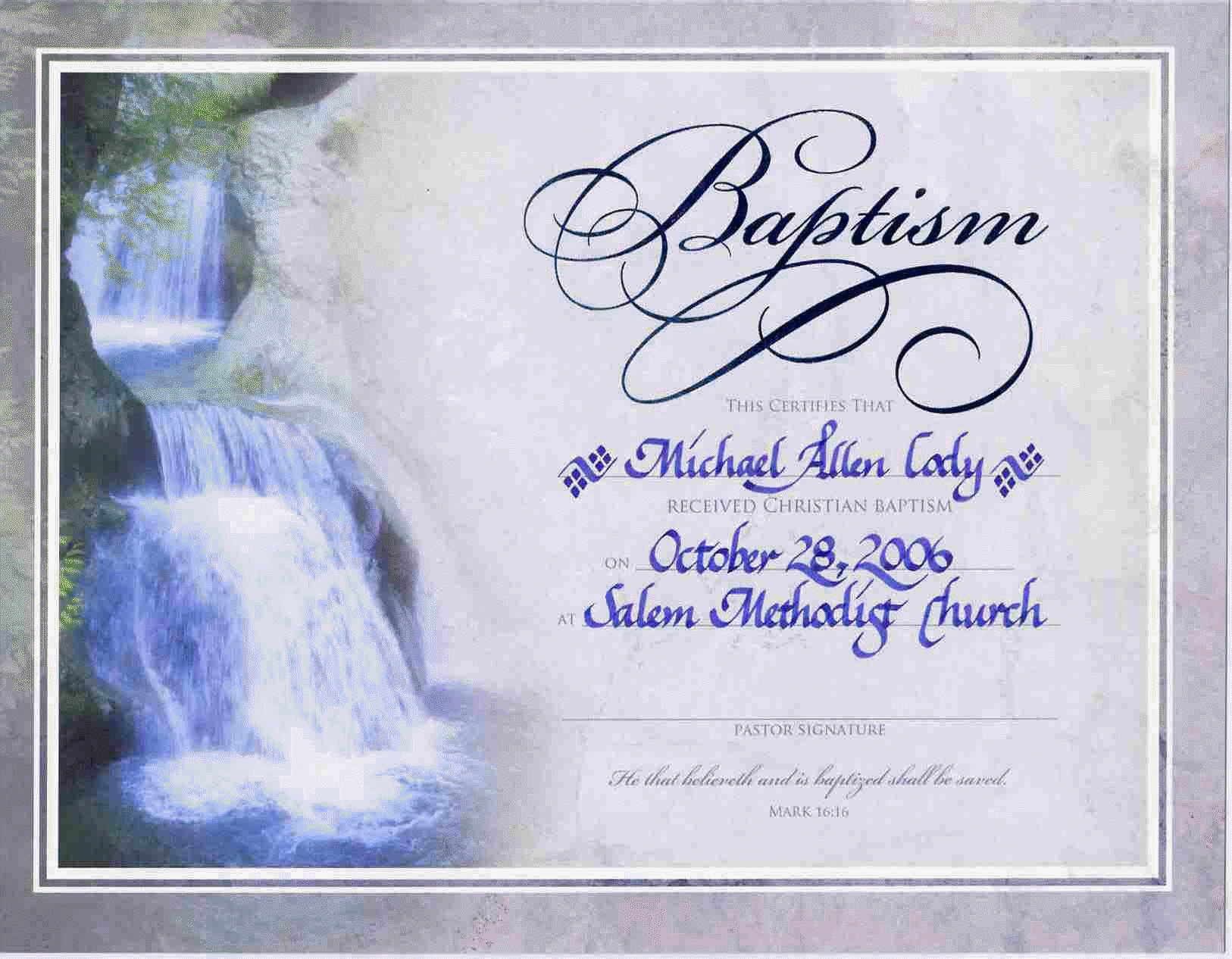 Templates For Baptism Certificates