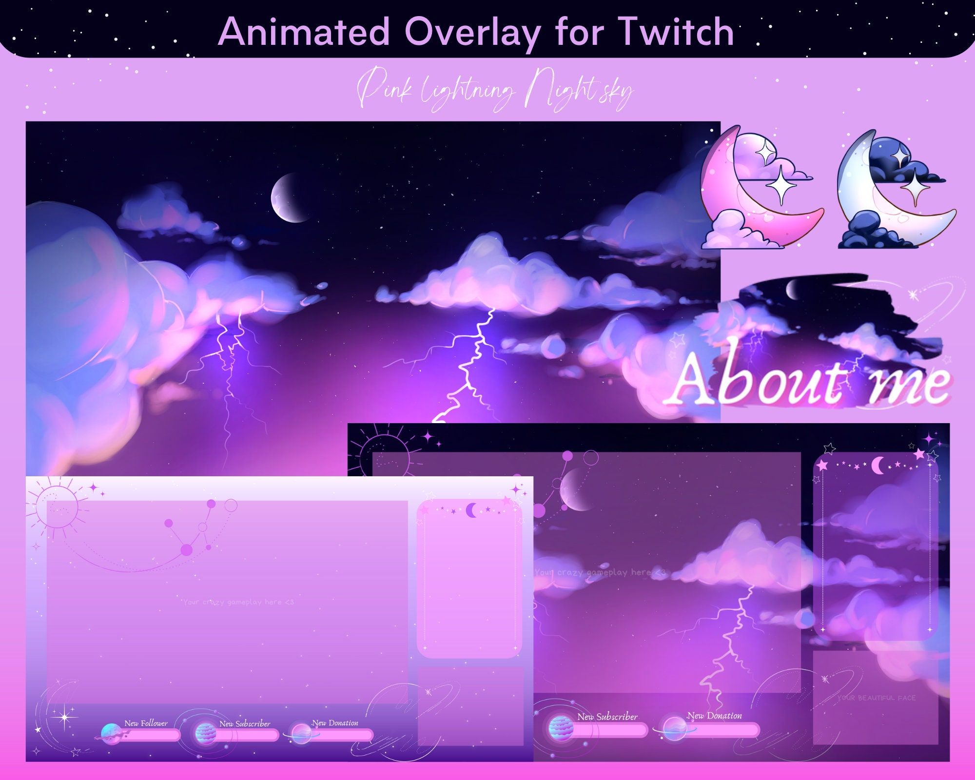 Be Right Back, Pink Sky, Night Skies, Twitch, Overlays, Starry Night ...