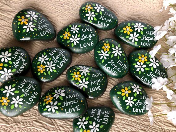 Faith Hope Love Painted Rock, Words of Encouragement, Hand Painted Rock ...