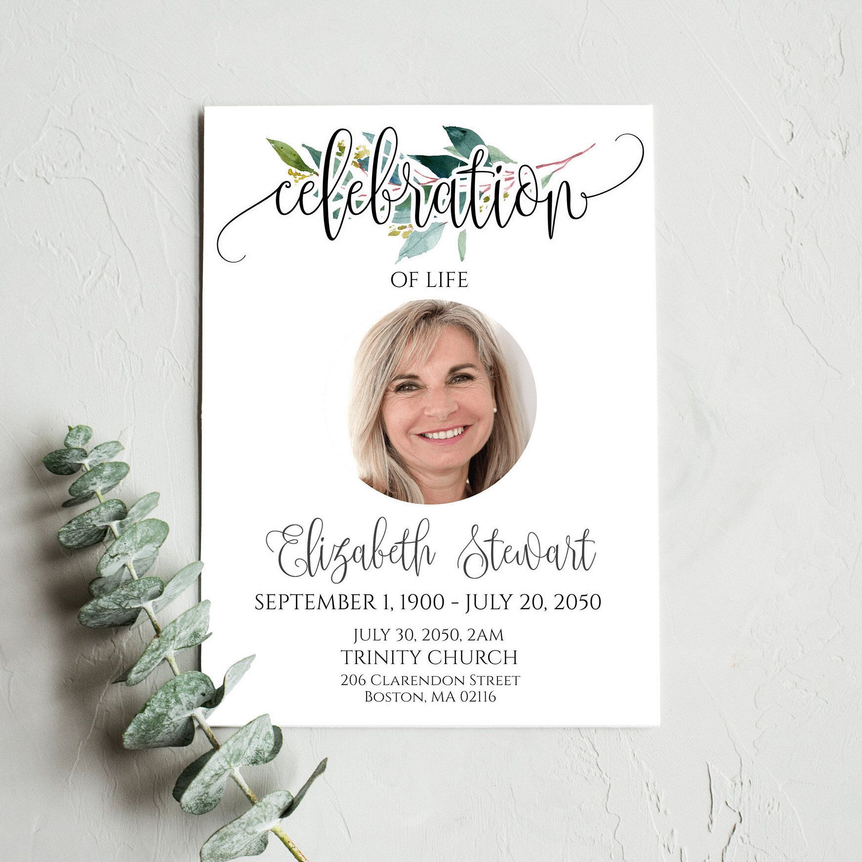 Free Printable Celebration Of Life Program Template Customize Your ...