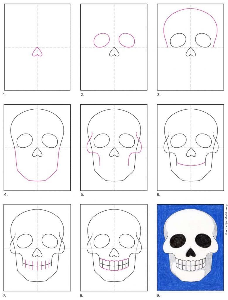 Easy Step By Step Skull Drawings