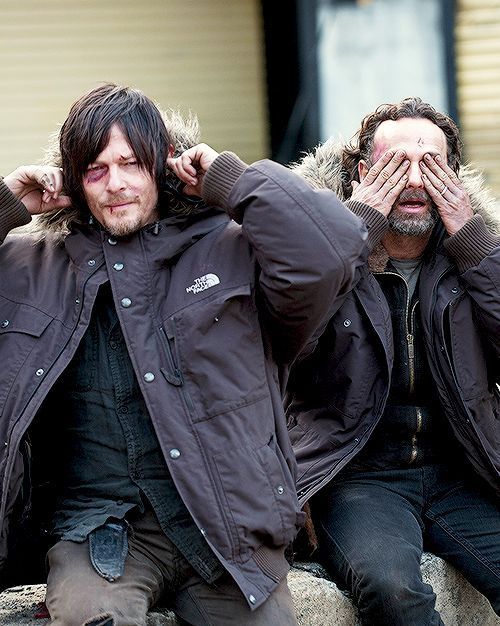 Norman Reedus and Andrew Lincoln behind the scene of the walking dead ...