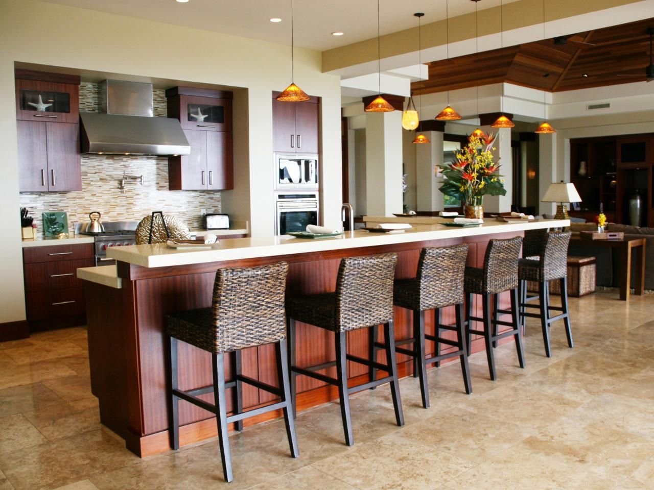 Neutral OpenPlan Kitchen With Large Island Inexpensive kitchen