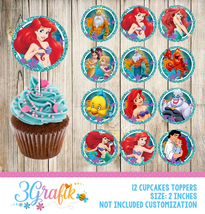 Little Mermaid Cupcakes, Mermaid Cupcake Toppers, Cupcake Toppers Free ...