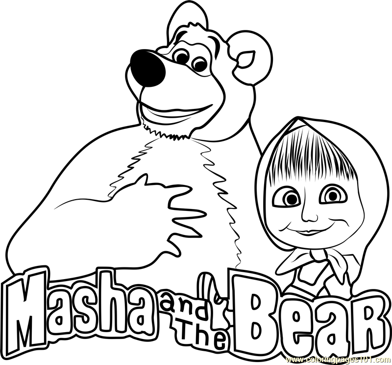 Masha and the Bear Coloring Page | Bear coloring pages, Kids printable ...