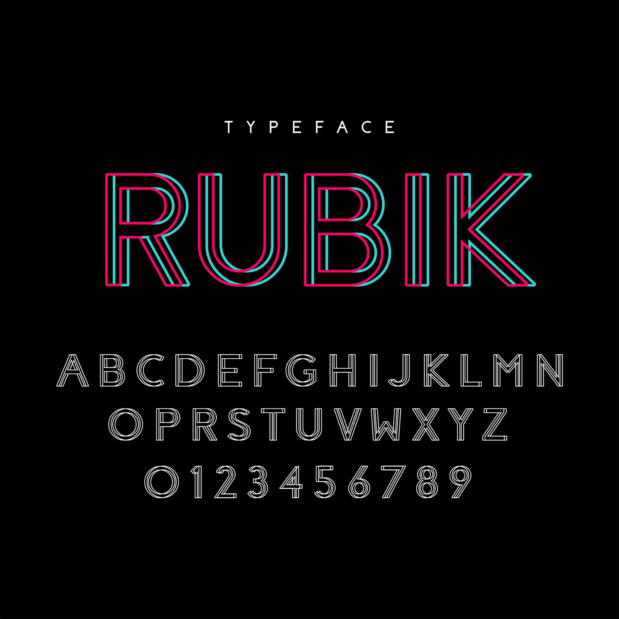 Typeface font line alphabet with glitch effect | Typeface font ...