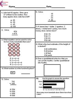 2nd Grade Math Test Worksheets - Printable Worksheet Template