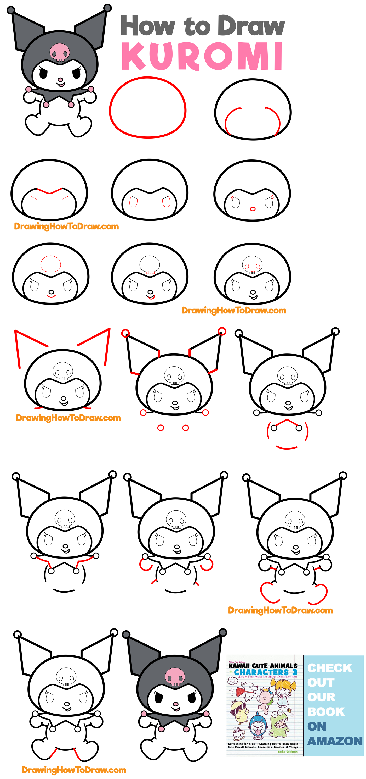 How to Draw Kuromi from My Melody and Hello Kitty Easy Step by Step ... image.