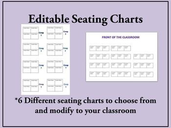 Seating Chart 6 Versions Completely Editable | Seating chart classroom ...