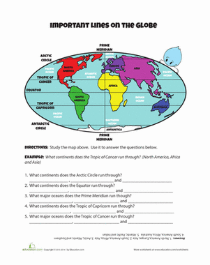 Lines On The Globe Social Studies Worksheets Geography