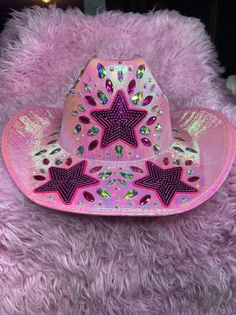 Pink Star Rhinestone Cowboy Hat | Etsy