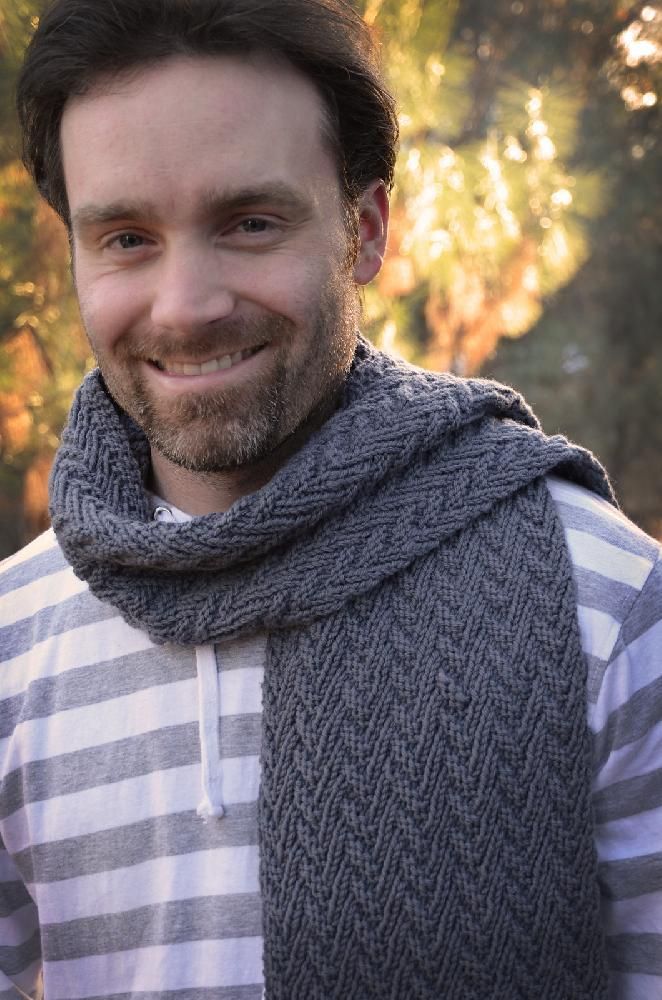 Herringbone Rectangular Scarf Mens Scarf Knitting Pattern, Knitting 