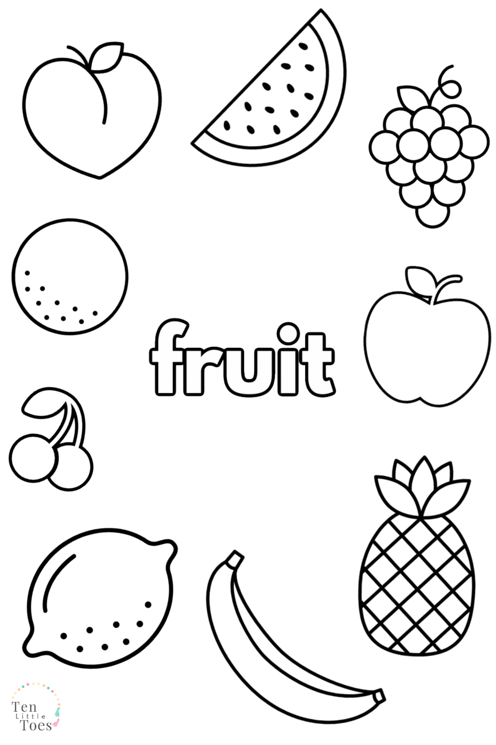 Simple Fruit Coloring Pages (free printables) | Fruit coloring pages ...