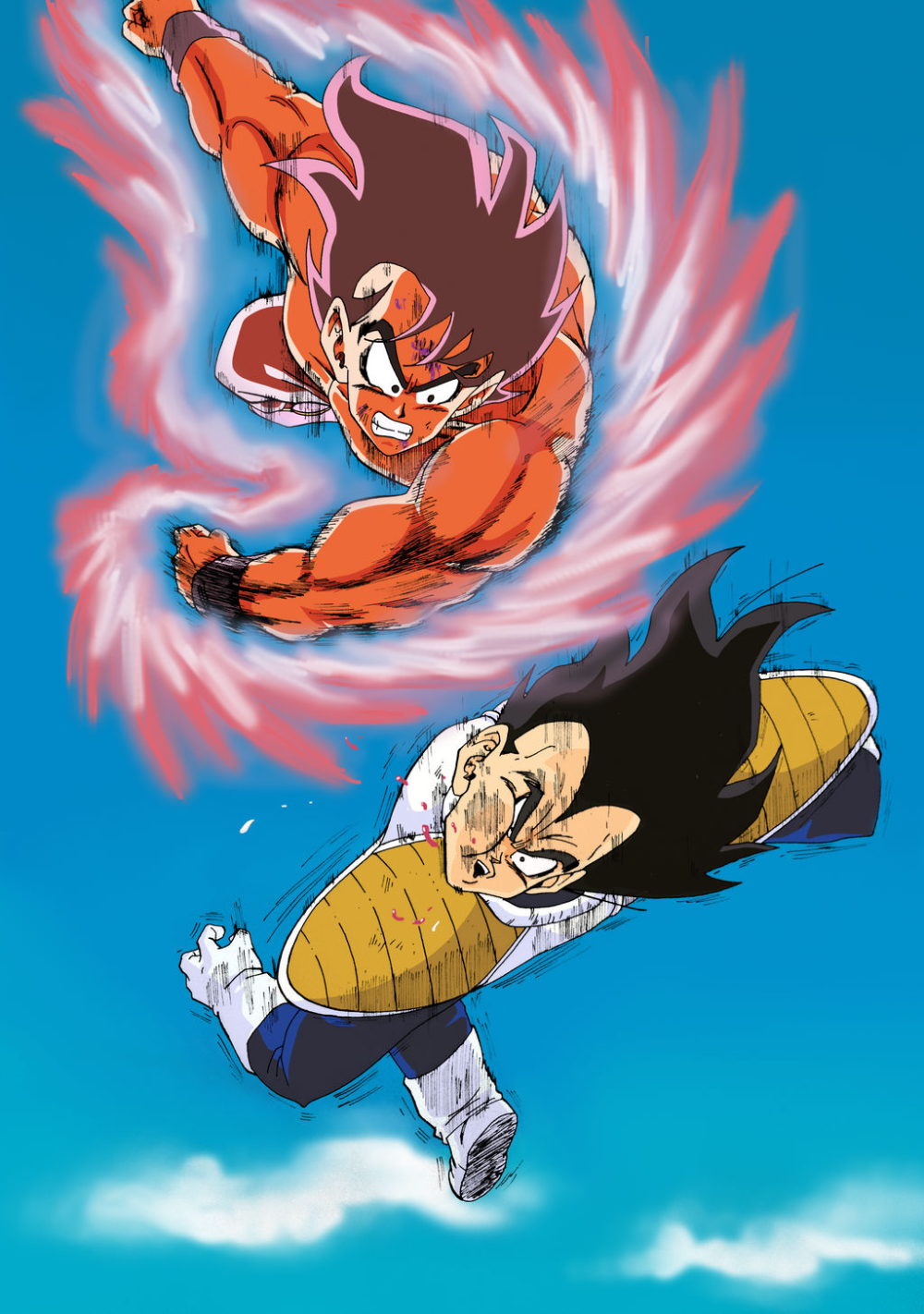 Goku Kaioken X3 vs Vegeta. Goku, lleno de rabia le pega un puñetazo en ...