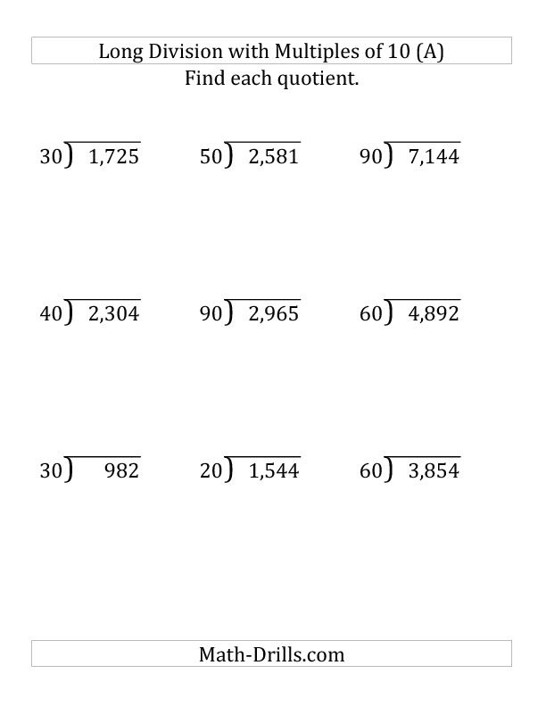 Long Division Worksheets Grade 4 Pdf