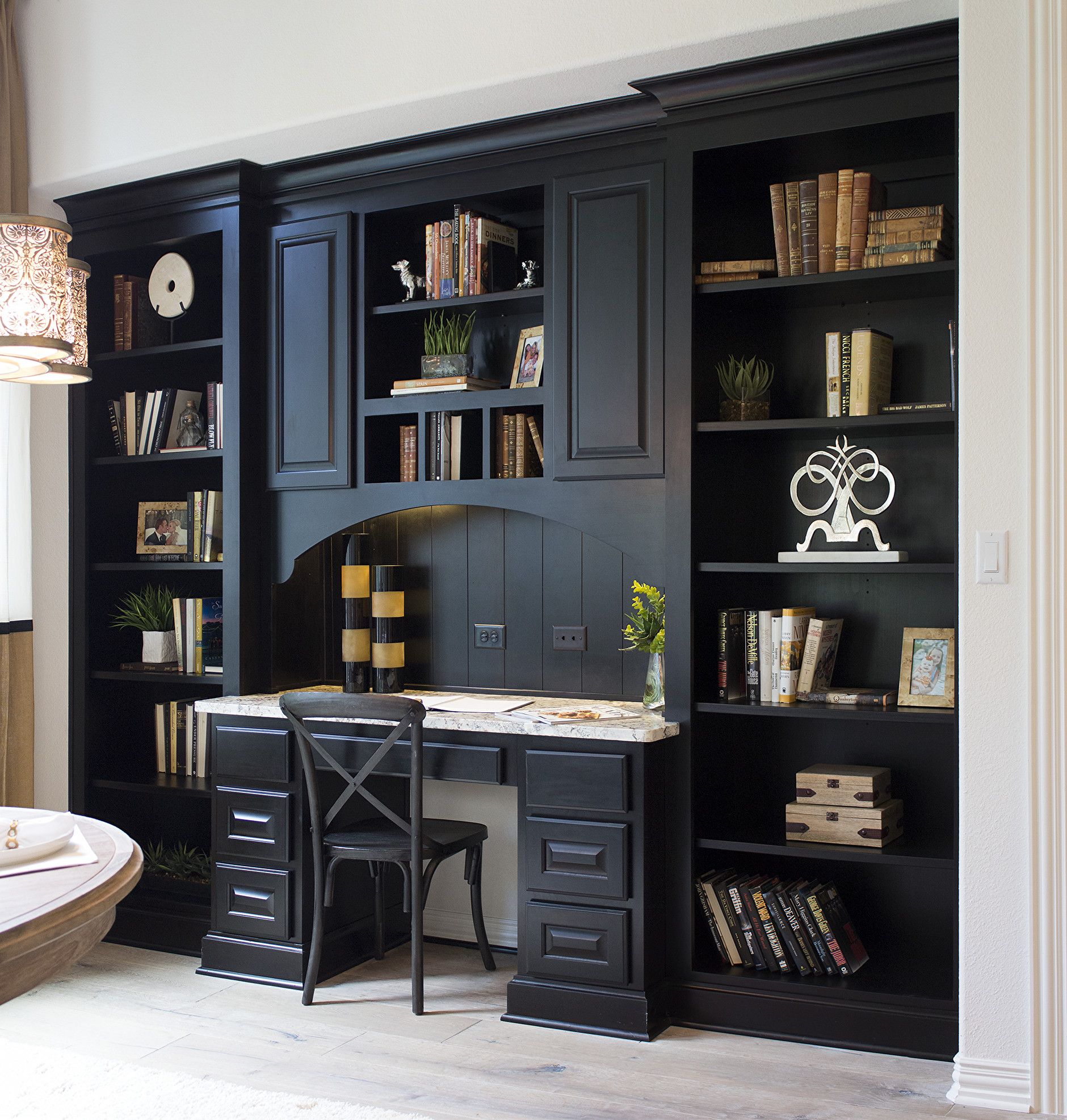 Create More Space And Style With A Desk Built Into Bookcase - See How!