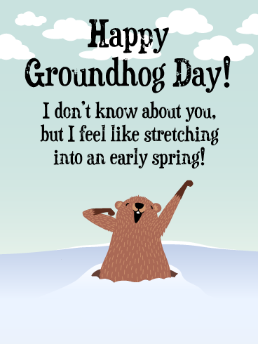 Cute Stretch - Happy Groundhog Day | Birthday & Greeting Cards by Davia ...