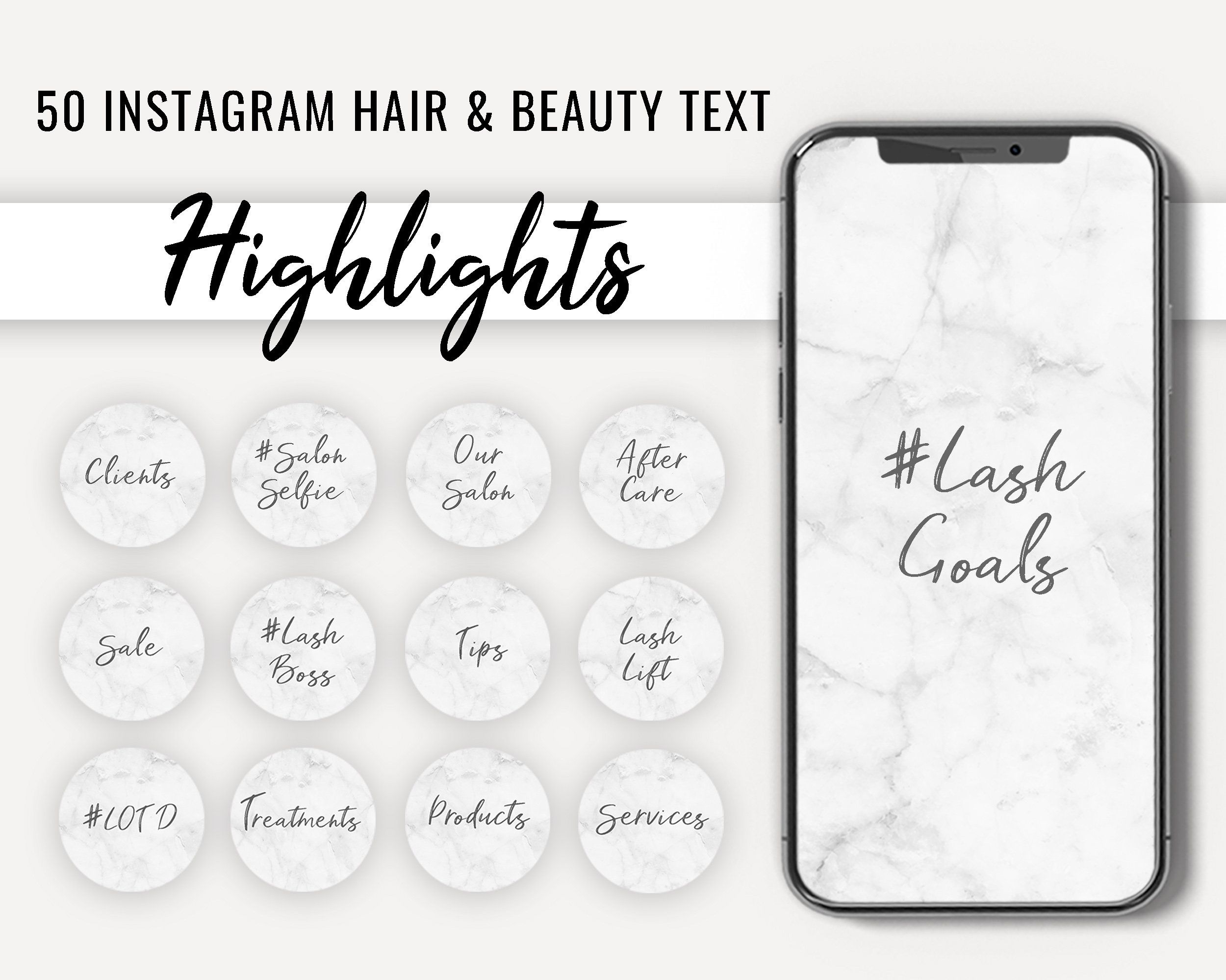 Instagram Story Highlights text Icon set of 50 - Hair and Beauty ...