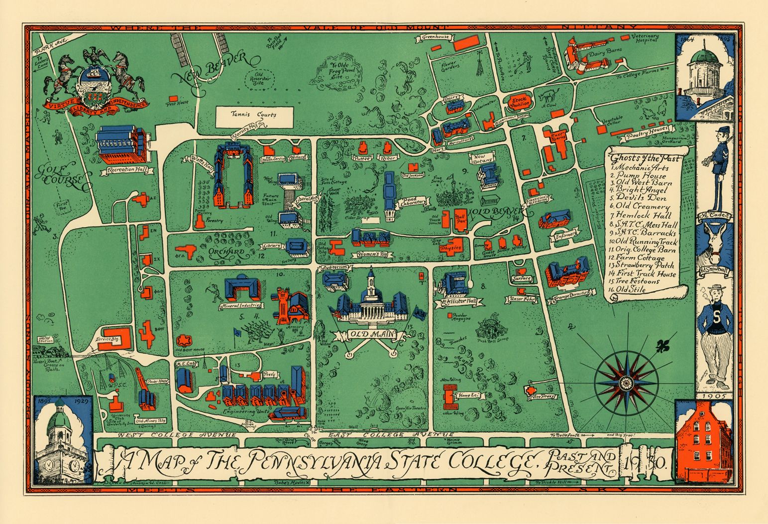 University Park campus circa 1930 Penn state, Campus map, Map