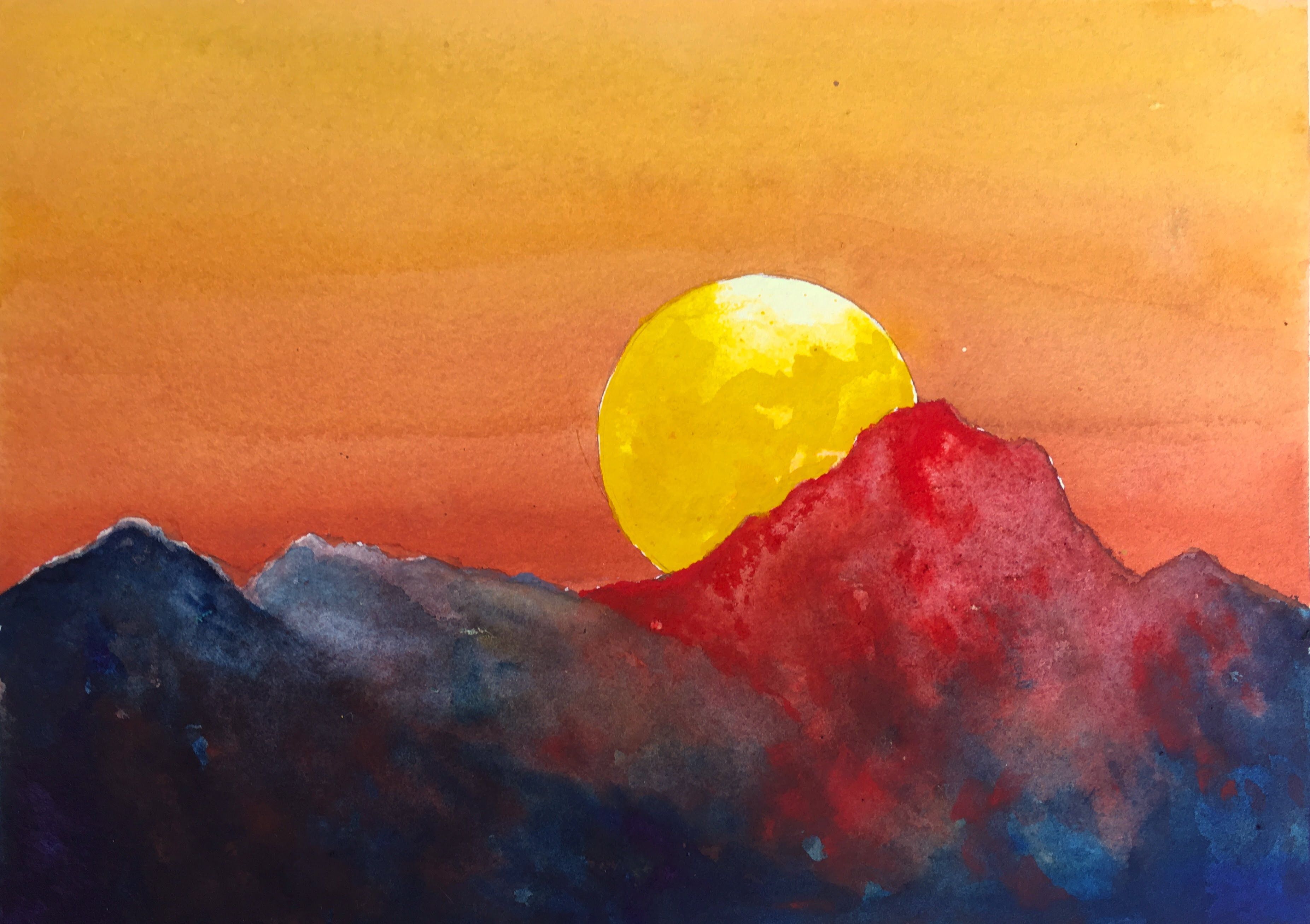 mountain sunset painting step by step - Alysa Deloach