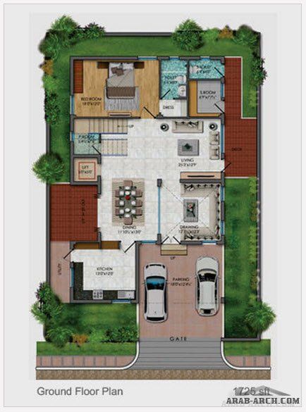 تصميم رائع فيلا 3 ادوار » arab arch | Bungalow house design, Floor ...