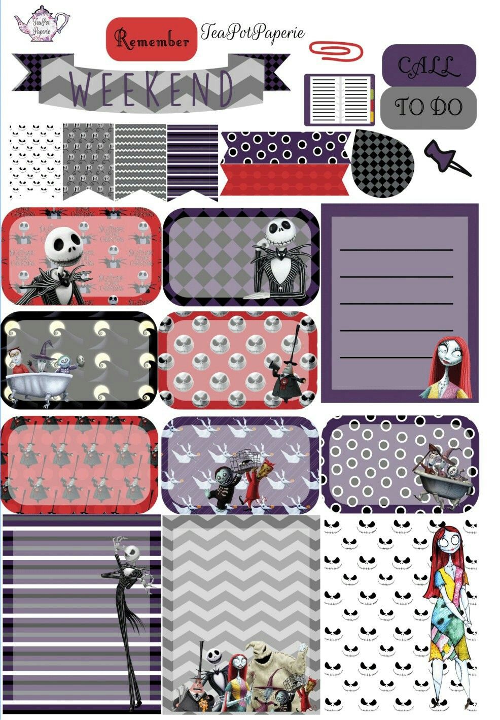 Planner Tips, Planner Goodies, Free Planner, Happy Planner, Nightmare Before Christmas Halloween 