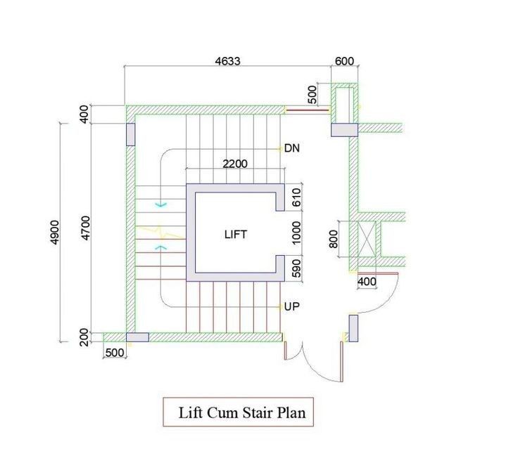 Stairs with lift | Stairs floor plan, Stair plan, Elevator design