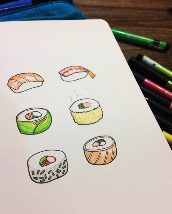 sushi sketch, sushi doodle, sushi drawing, sushi art | Bullet journal ...