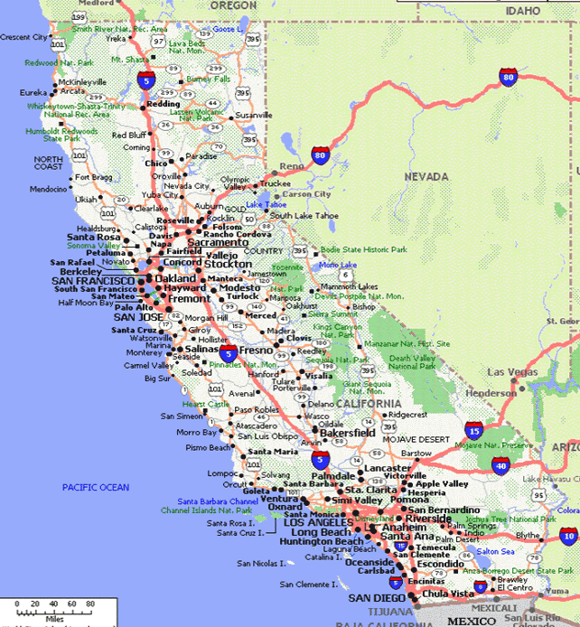 Printable Road Map Of California