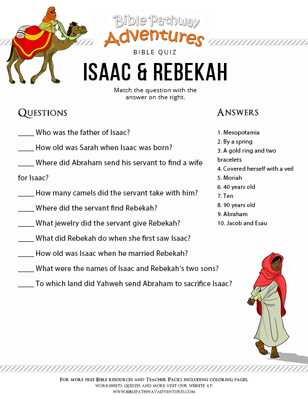 Isaac And Rebekah Activity Sheet