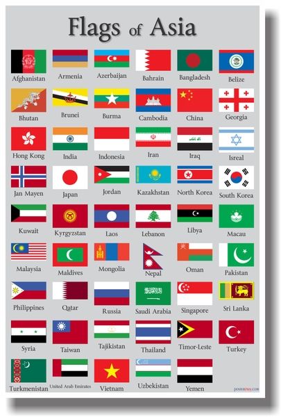 Flags of Asia - NEW World Travel Poster World Flags Printable ...