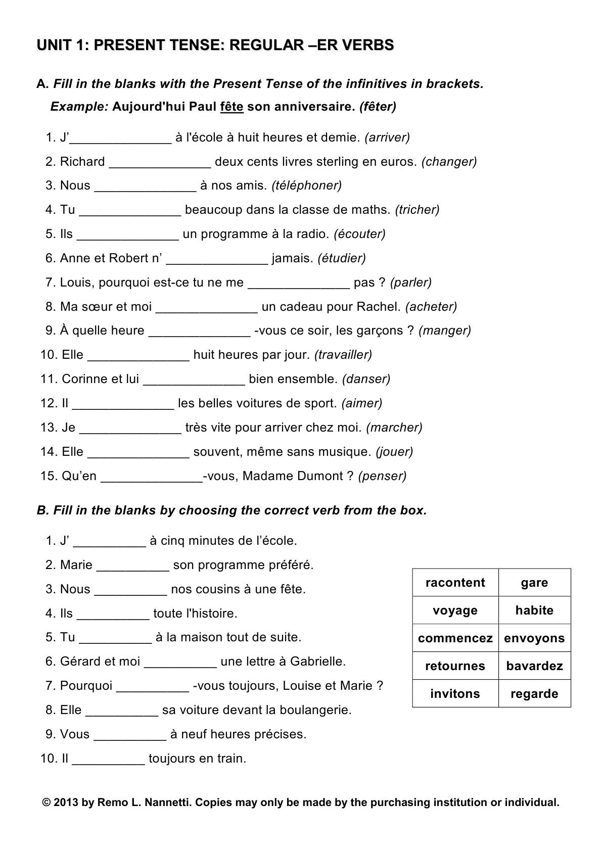 French Grammar Practice Exercises | French worksheets, French grammar ...