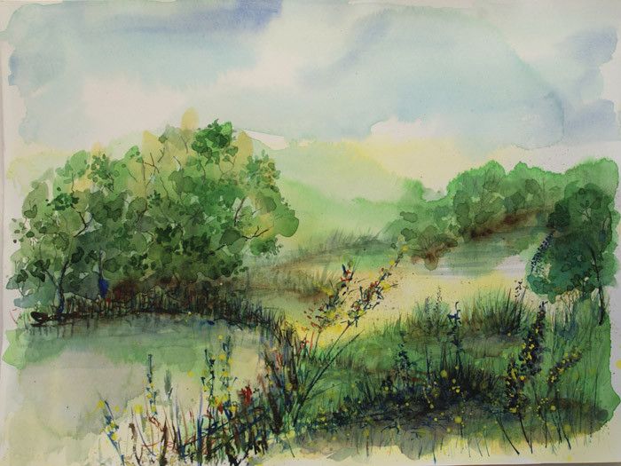 Watercolor landscape painting ORIGINAL | Watercolor landscape paintings ...