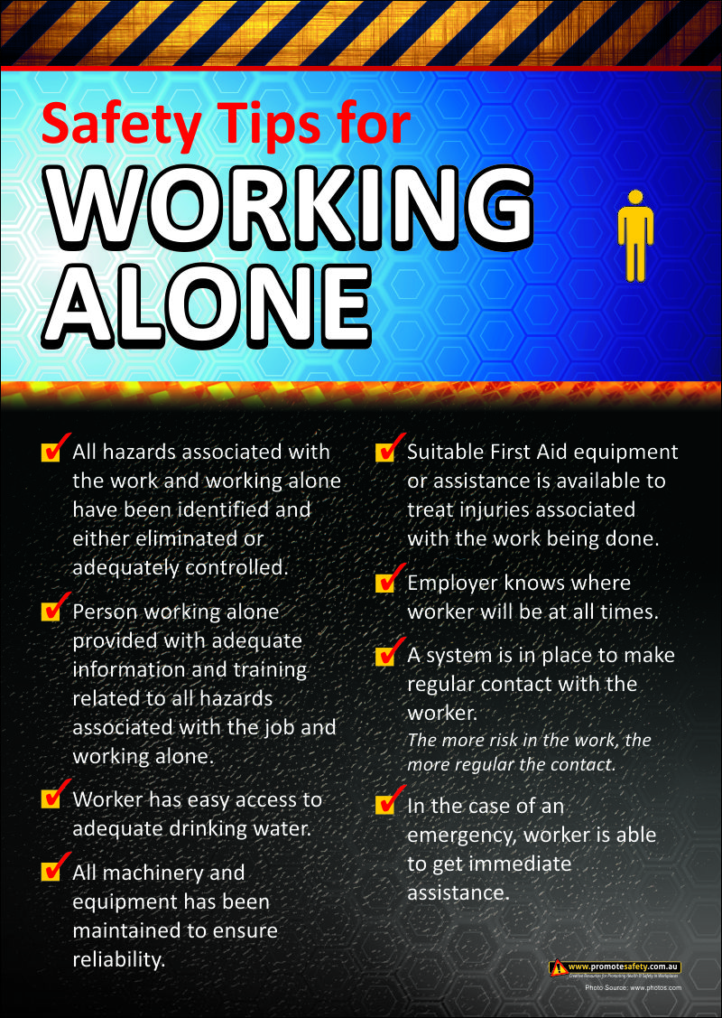 Working Alone Safety Posters | Promote Safety | Workplace safety and ...