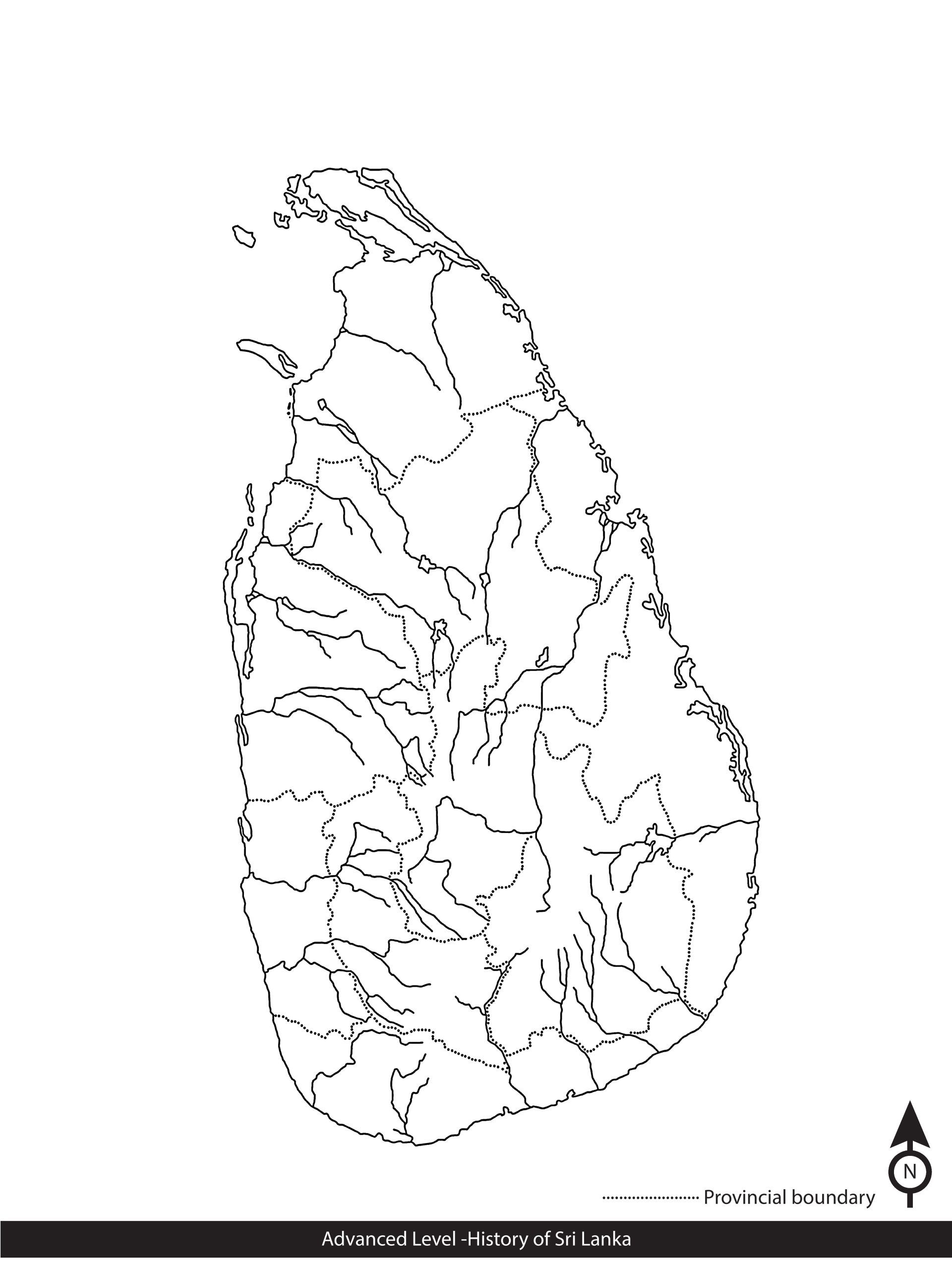 Empty Sri Lanka Map for the Practice GCE A/L History Map Marking ...