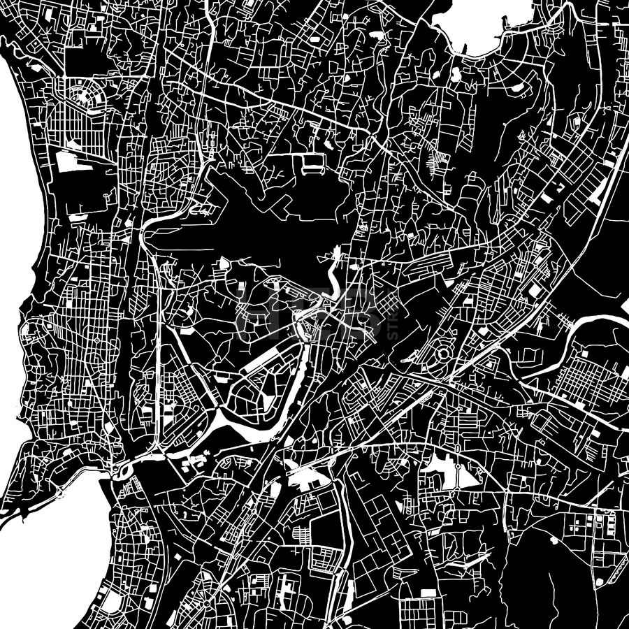 Mumbai, India, downtown vector map. Art print pattern. White streets ...