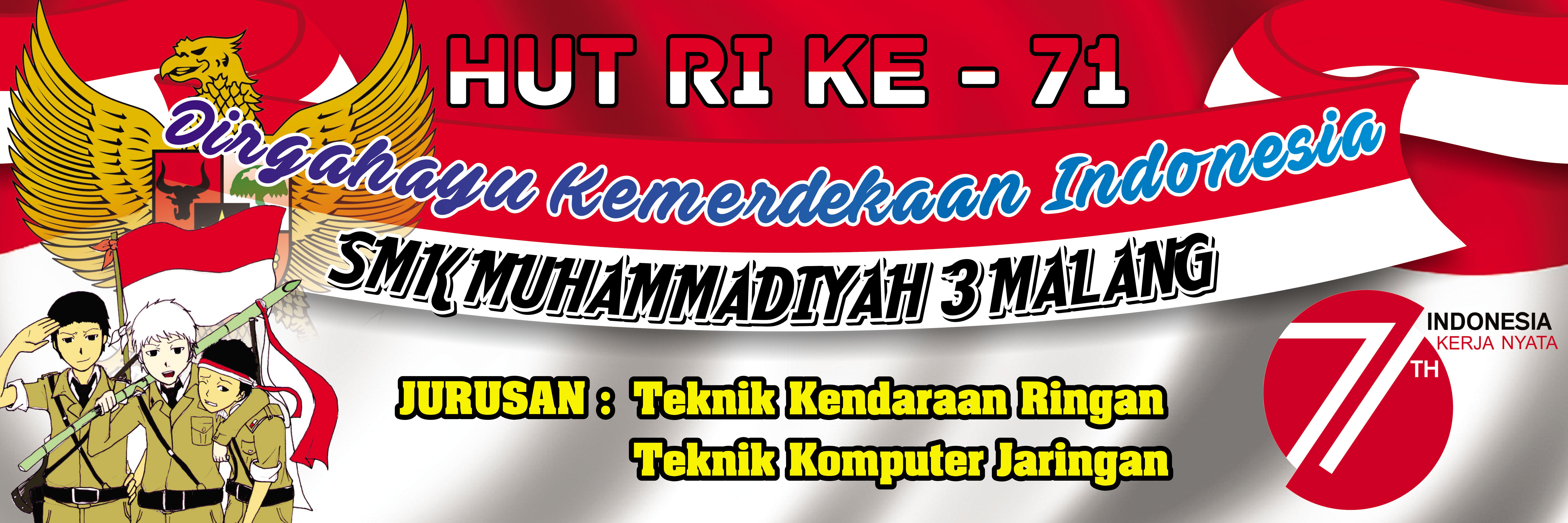 Desain Banner Hut Ri Ke 71 Untuk Karnaval Kirab Budaya Smk Muhammadiyah 03 Malang Upikabudesign Desain Banner Buku Tamu Kartu Kertas