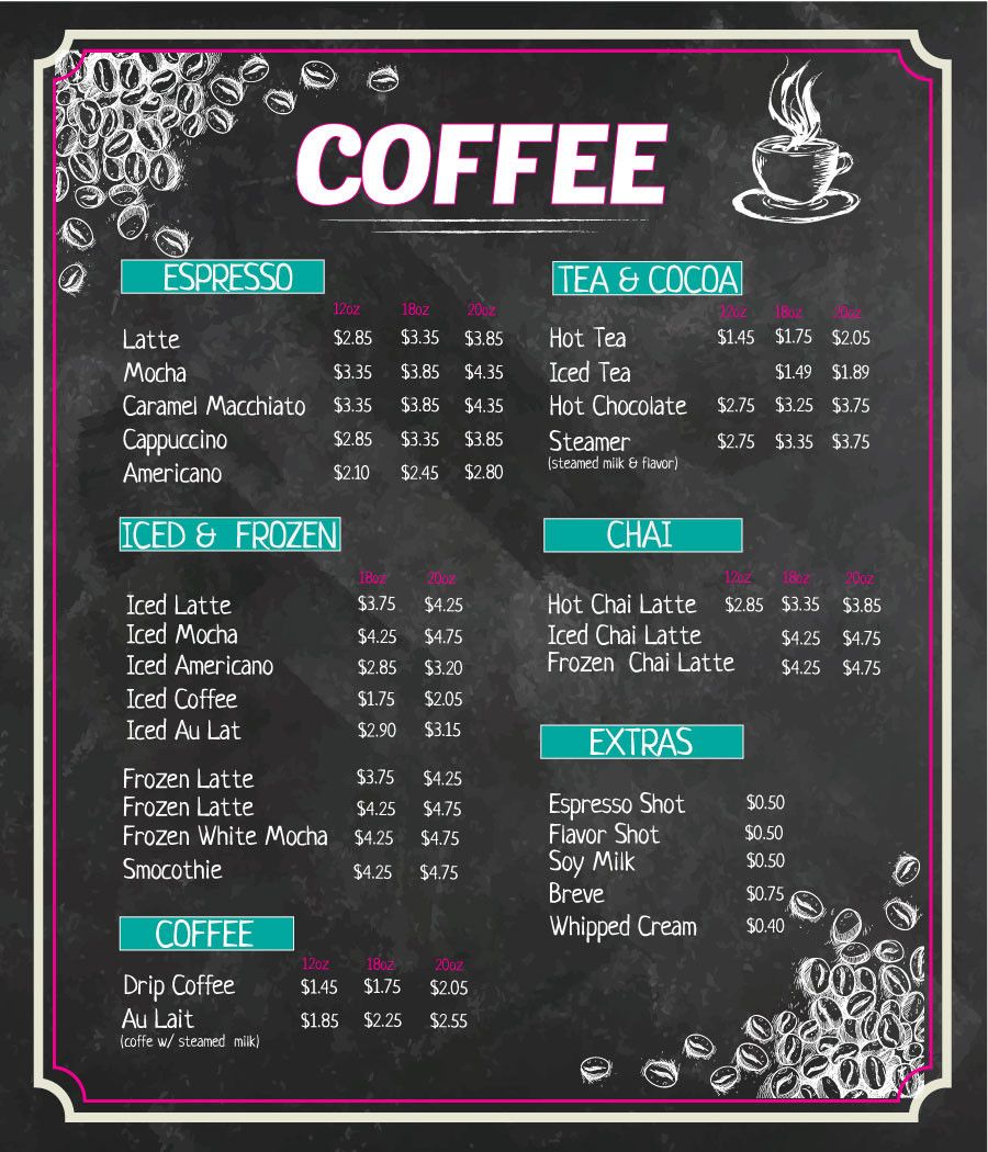 Coffee Shop Menu Board Template