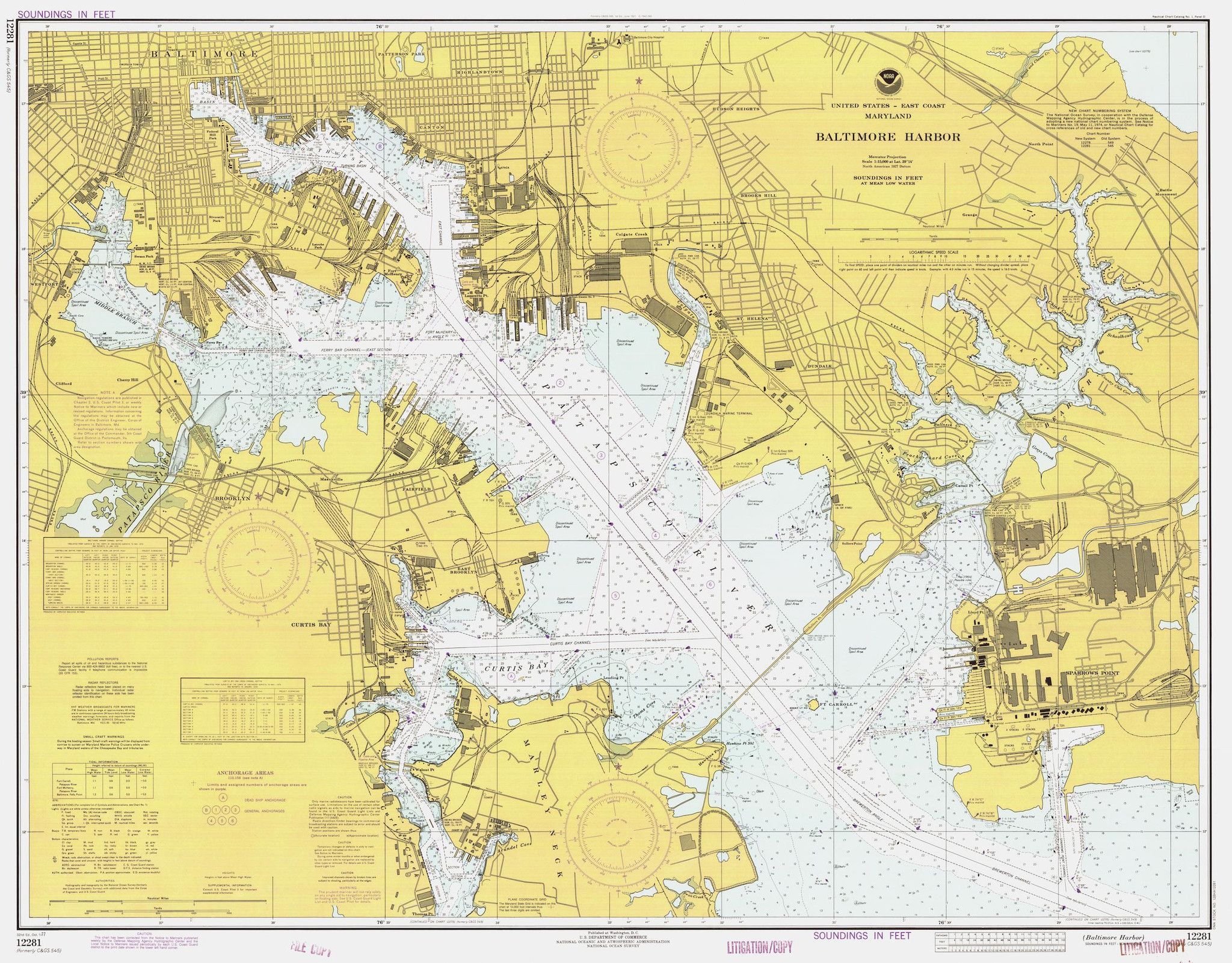 Baltimore Harbor Map - 1977 | Nautical chart, Nautical map, Historical maps