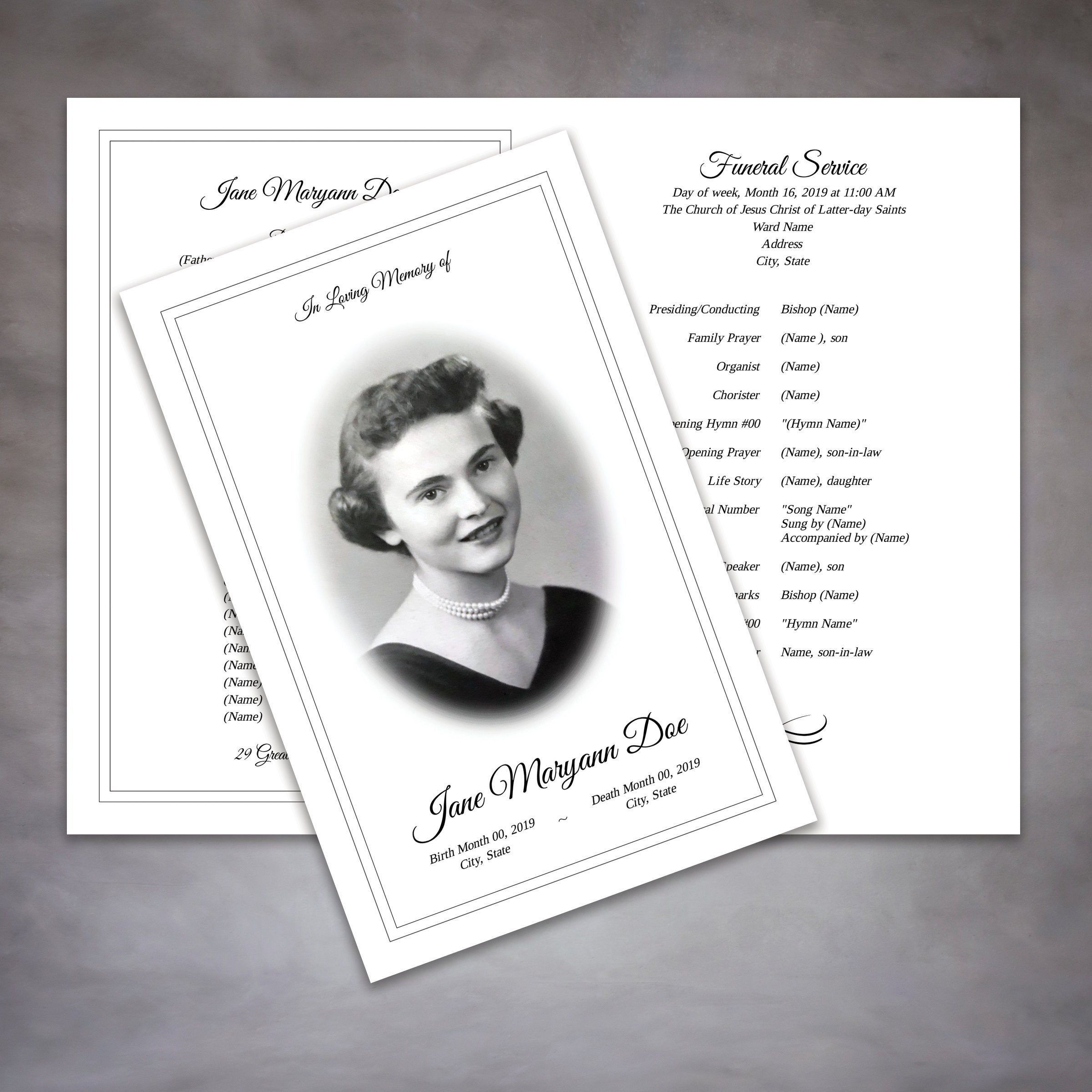 Elegant LDS Funeral Program Template | Etsy | Funeral program template ...