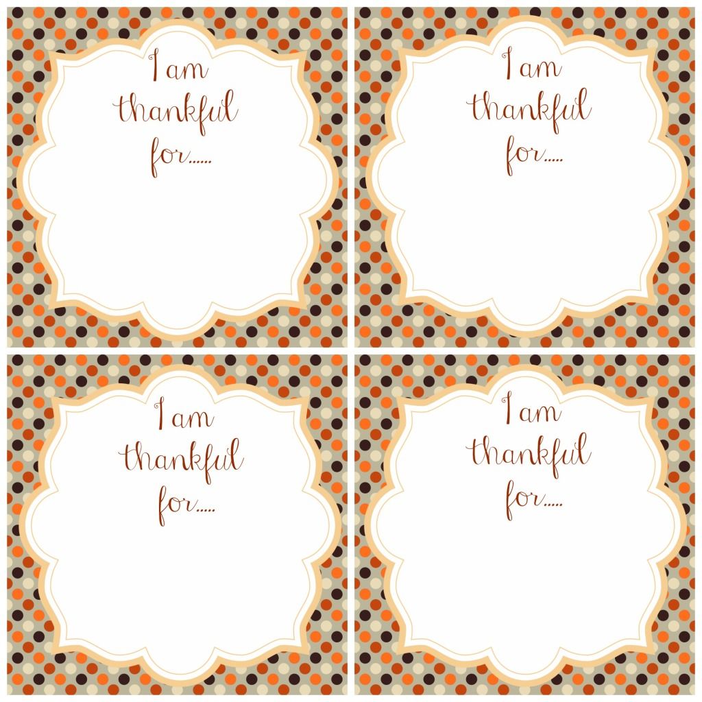 I Am Thankful For Printable Cards