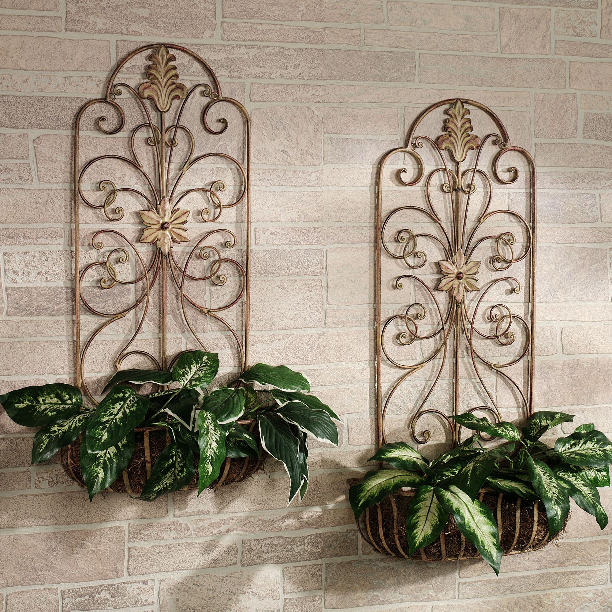 carrolton indoor outdoor metal wall planter set planters hanging for outdoors