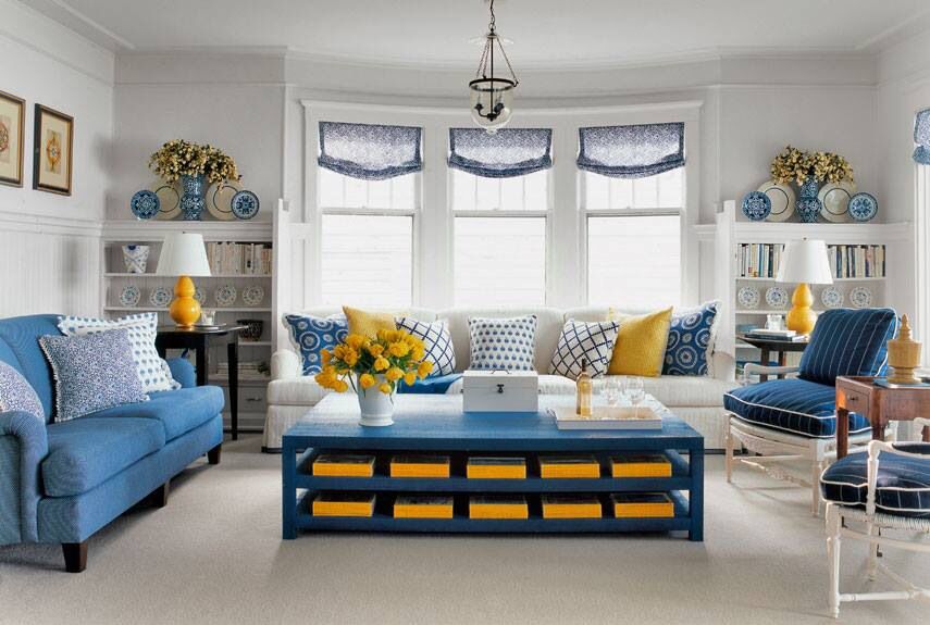 Spare room Blue and yellow living room, Yellow living room, Blue and