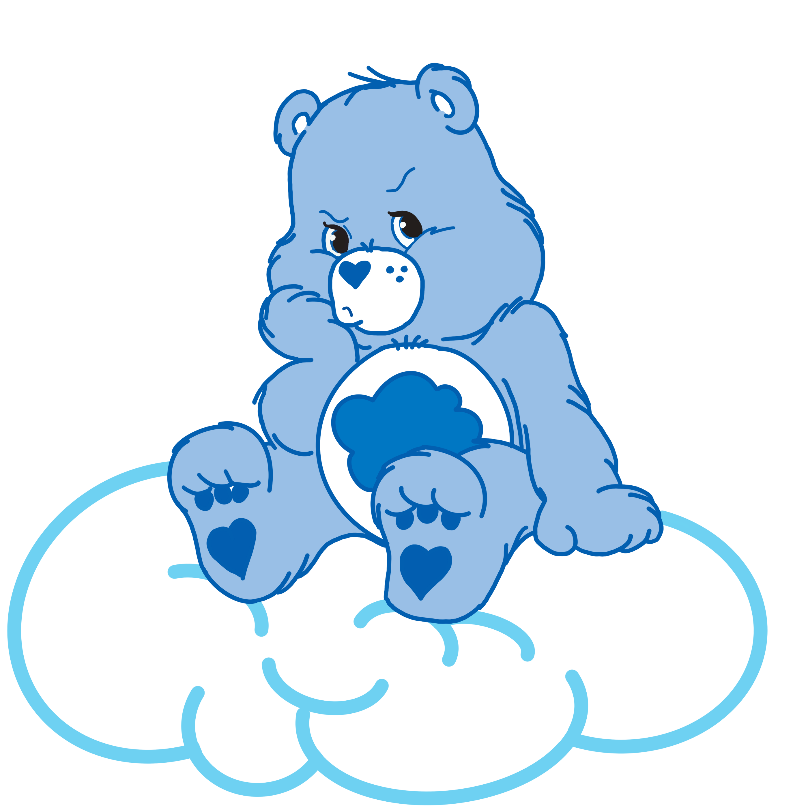 Grumpy Bear pouting on cloud by tailspalette | Care bear tattoos ...