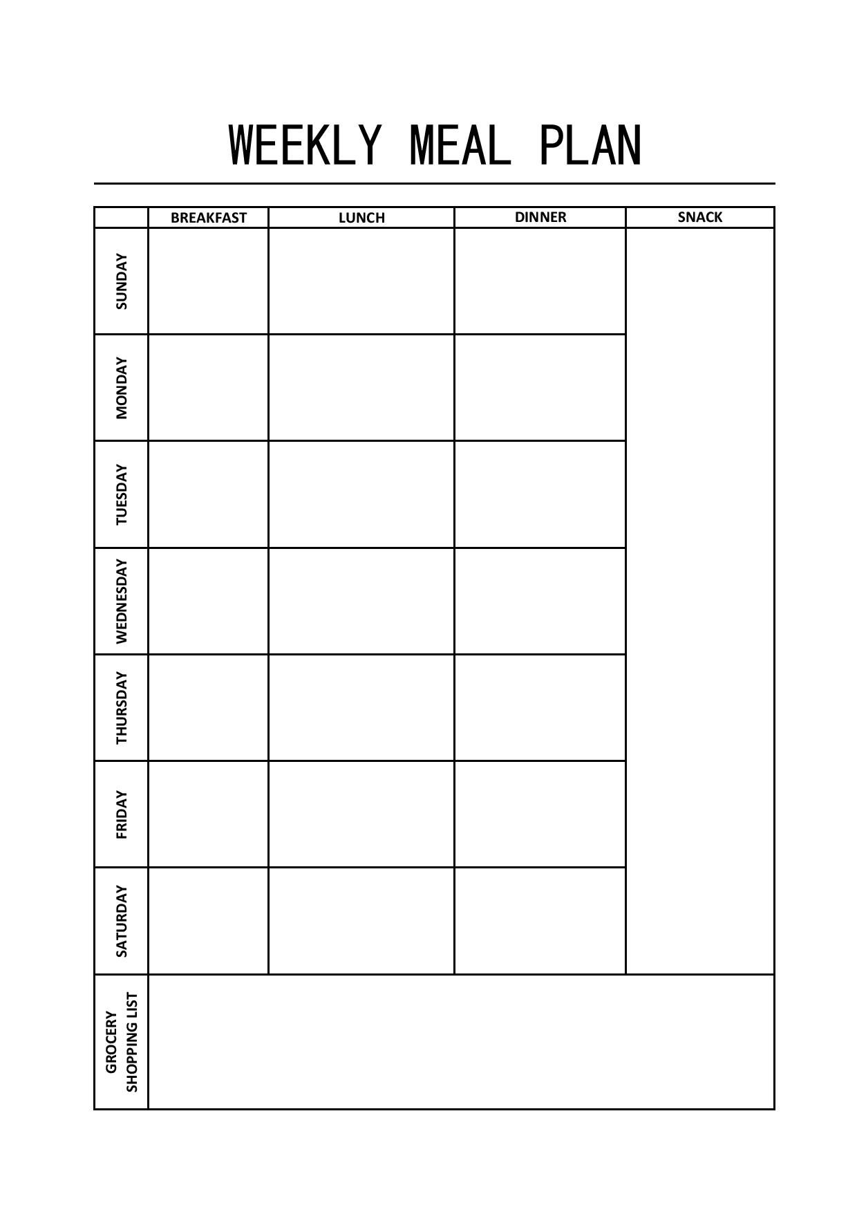 Weekly Meal Plan template | Meal planning template, Weekly meal plan ...